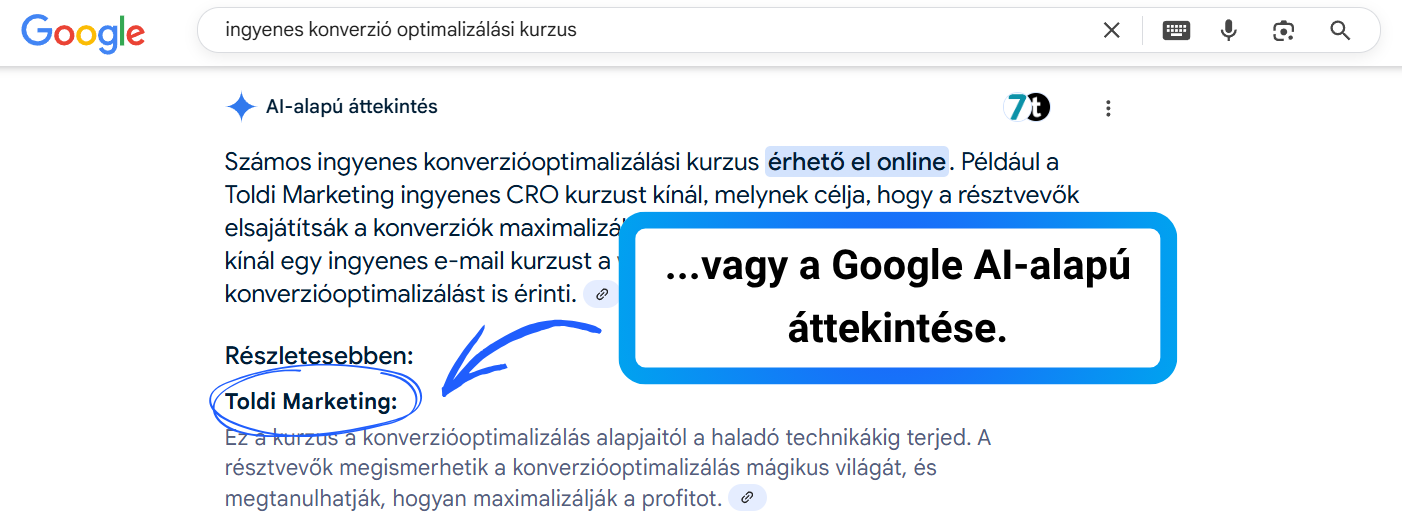 Vagy éppen a Google AI alapú áttekintése