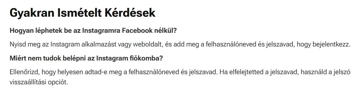 Példa GEO-szempontból előnyös GYIK-re Példa GEO-szempontból előnyös GYIK-re